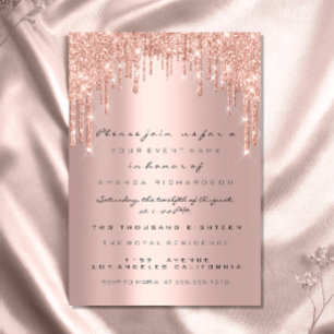 Invitación Chispas Brillo Gotea Rosa Lujo Novia Dulce 16