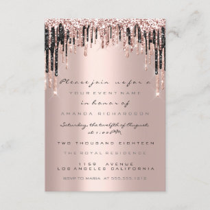 Invitación Chispas Brillo Gotea Rosa Lujo Nupcial Dulce 16