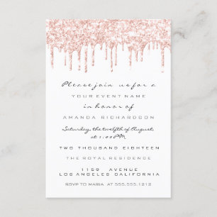 Invitación Chispas Brillo Goteo Rosa Blanco Novia Dulces 16