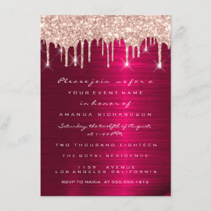 Invitación Chispas Brillo Goteo Rosa Rojo Marsala Nupcial 16