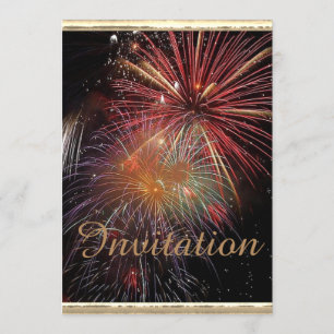 Invitación Chispas de los fuegos artificiales del Año Nuevo