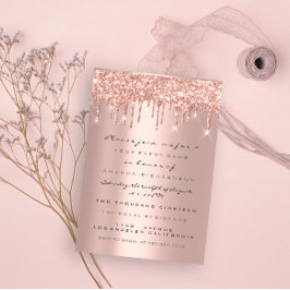 Invitación Chispas de Purpurina que Caen Rosa Dorado Dulce 16