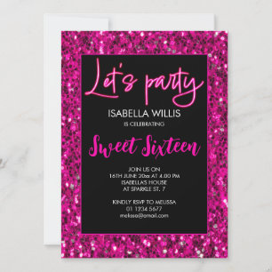 Invitación Chispas rosadas calientes Sweet 16 neon let fiesta