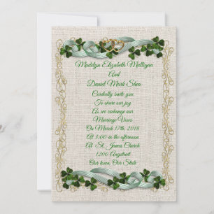 Invitación Chispas y cintas invitadas a la boda irlandesa