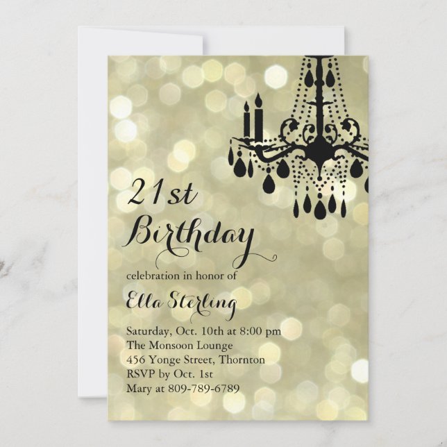 Invitación chispeante del cumpleaños del salón de (Anverso)