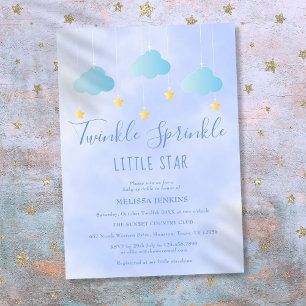 Invitación Chispeante Sprinkle Little Star Boy Blue Baby Show