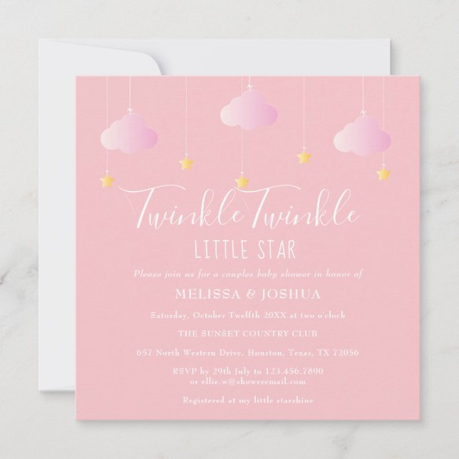 Invitación Chispita Chispita Estrellita Ducha de Bebé para Pa (Anverso)