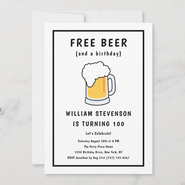 Invitación Chiste de cerveza gratis gracioso hombre simple 10 (Anverso)