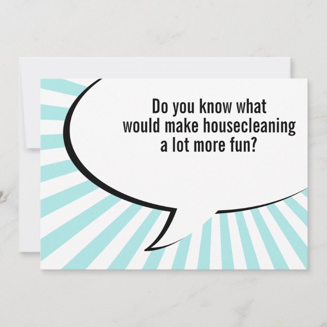 Invitación chiste housecleaning de la criada (Anverso)