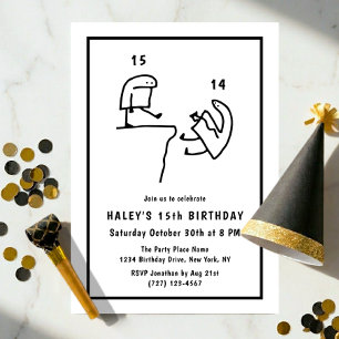 Invitación Chiste Meme Humor Simple Cumpleaños 15 Negro Blanc
