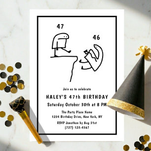 Invitación Chiste Meme Humor Simple Cumpleaños 47 Negro Blanc