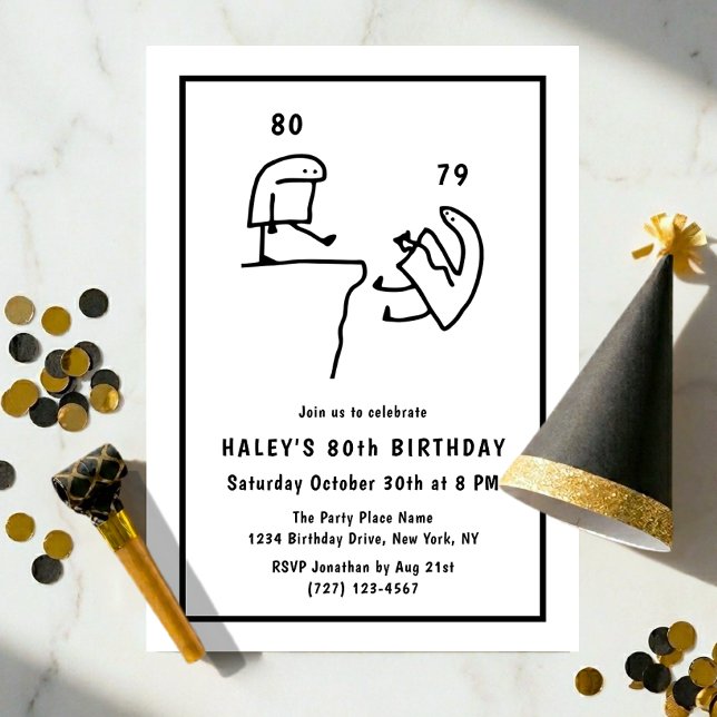 Invitación Chistoso Meme Humor Simple Cumpleaños 80 Negro Bla (Subido por el creador)