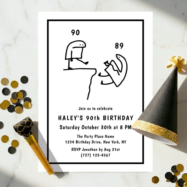Invitación Chistoso Meme Humor Simple Negro Blanco Cumpleaños (Subido por el creador)