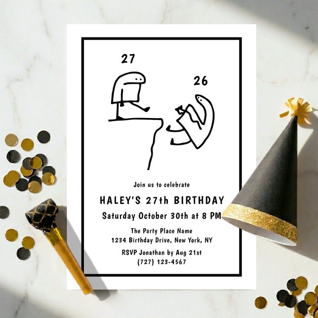 Invitación Chistoso Meme Humor Simple Negro Blanco Cumpleaños (Subido por el creador)
