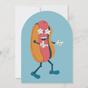 Invitación chistoso perrito caliente de los años 70