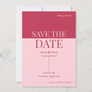 Invitación CHLOE Negrita Negrita Moderna Rosa Guardar La Invi