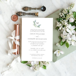 Invitación Chloe Sencilla Elegante Verde Boda Católica