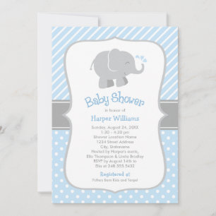 Invitación Chocolate azul Elefante Baby Shower Niño