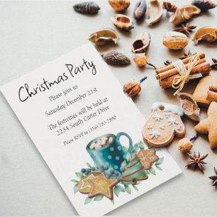 Invitación Chocolate caliente con galletas y vegetación de in