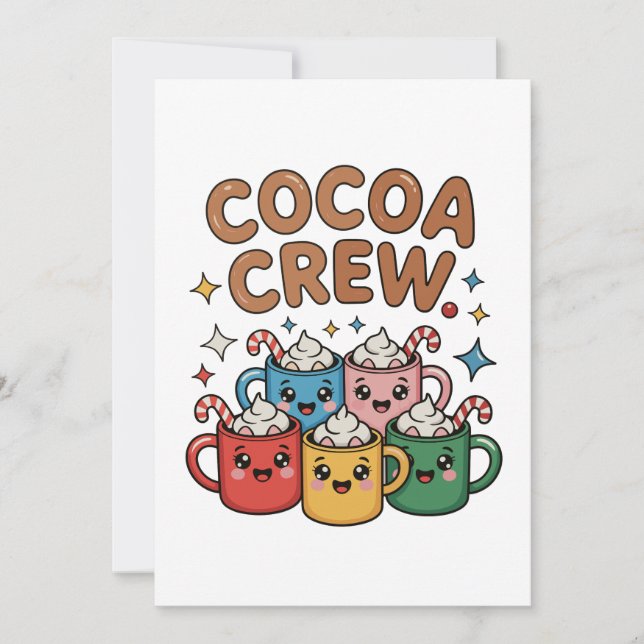 Invitación Chocolate Caliente Crew Kawaii Navidad Xmas (Anverso)