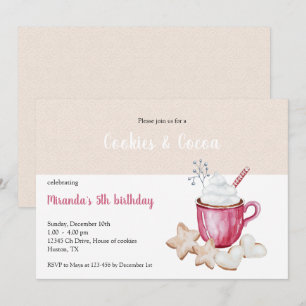 Invitación Chocolate Caliente De Navidad Y Galletas Acuarela