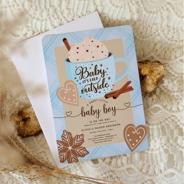 Invitación Chocolate caliente Invierno Baby Shower Boy Baby (Subido por el creador)
