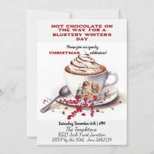 Invitación Chocolate Caliente y Casa de Pan de Jengibre Niños