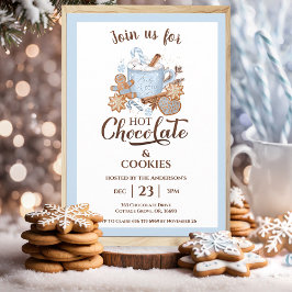 Invitación Chocolate caliente y galletas Navidades Blue Moder