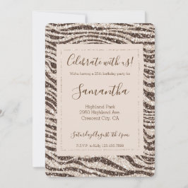 Invitación Chocolate crema marrón Rubor Purpurina cebra