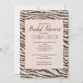 Invitación Chocolate crema marrón Rubor Purpurina cebra