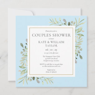 Invitación Chocolate de Agua Verde Fiesta de Bebé Niño Pareja