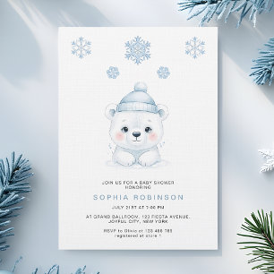 Invitación Chocolate de Bebé Niño Oso Polar Moderno de Invier