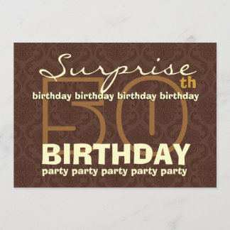 Invitación Chocolate de cumpleaños 50º SUPRISE y Oro W044A