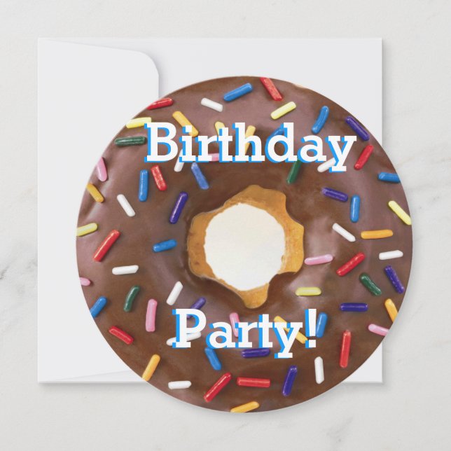 Invitación Chocolate de fiesta de cumpleaños con chispas donu (Anverso)