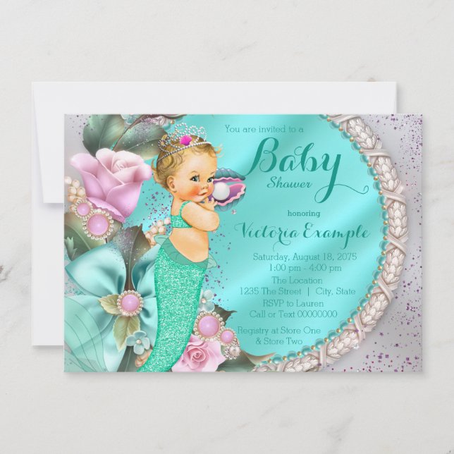 Invitación Chocolate de sirena para baby shower (Anverso)