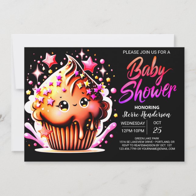 Invitación Chocolate encantado Chica Whimsy Baby Shower (Anverso)
