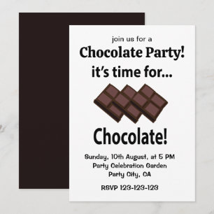 Invitación Chocolate Es Hora de la Fiesta de Chocolate
