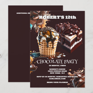 Invitación Chocolate fiesta niños tema de cumpleaños choc div