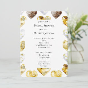 Invitación Chocolate Gold White Hearts Bridal Shower