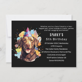 Invitación Chocolate Labrador Paw-ty: Un Bash de Cumpleaños