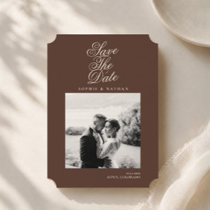 Invitación Chocolate Marrón Dinero Antiguo Foto Guardar la Fe