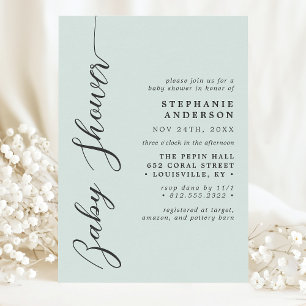 Invitación Chocolate Mint Simple Moderno Cumpleaños de Bebé