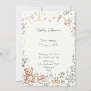 Invitación Chocolate para Baby Shower de Osito de Peluche