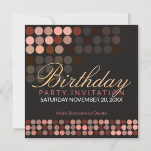 Invitación Chocolate puntos Disco Fiesta Elegante Cumpleaños