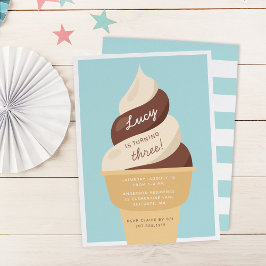 Invitación Chocolate Swirl Hielo Crema Niños Cumpleaños Fiest