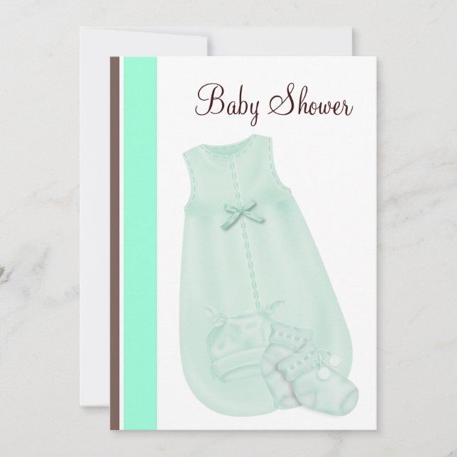 Invitación Chocolate verde menta marrón Baby Shower (Anverso)