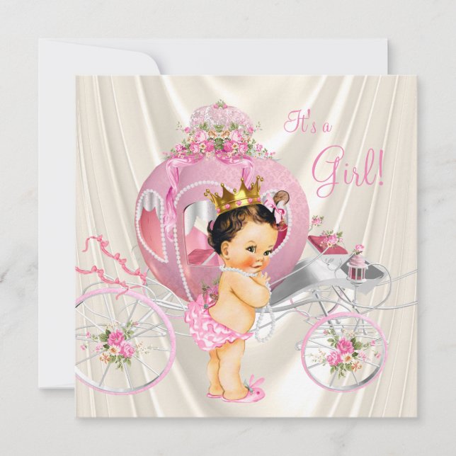 Invitación Chocolate y oro rosa y ducha de bebé princesa perl (Anverso)