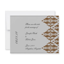 Chocolate y plata Damask Save the Date