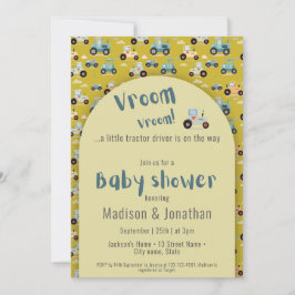 Invitación Chofer de tractores granjero ducha de bebé Invitac