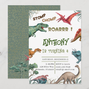 Invitación Chomp de estómago moderno rugir cumpleaños bebé du